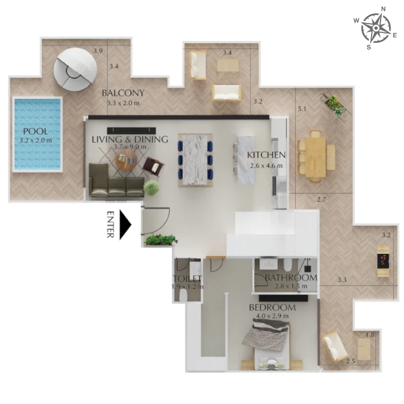 3B Floorplan T1-03-F26