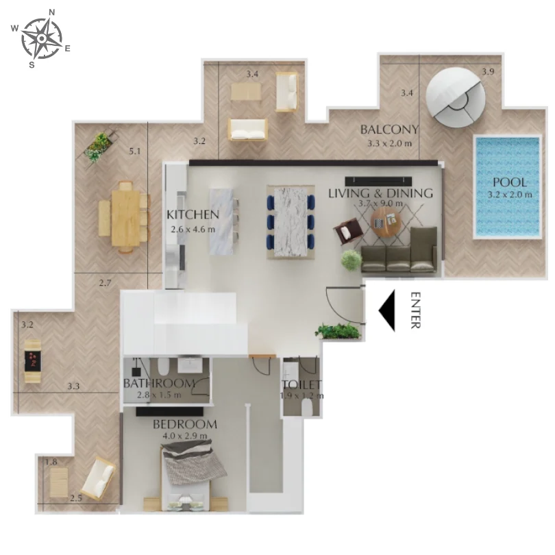3B Floorplan T1-04-F26