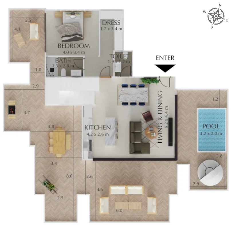 3B Floorplan T2-01-F26