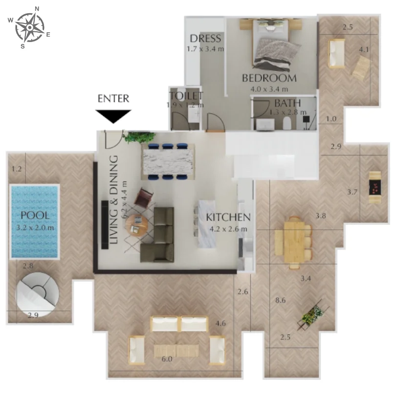 3B Floorplan T2-02-F26